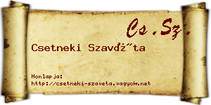 Csetneki Szavéta névjegykártya